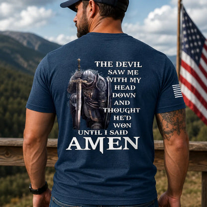 TRENZ SHIRT COMPANY Men's Devil Thought He'd Won Christian Graphic T-Shirt - Casual Short-Sleeve Cotton Crew Neck Tops, Christian Art, Scripture Print, Faith-Based Fashion Streetwear - View 4