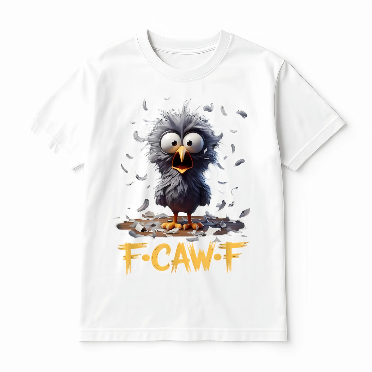 Women's Pure Cotton Graphic T-Shirt, Streetwear Top with Funny Comic Art Print, Comfortable Loose Fit Short Sleeve Tee for Everyday Wear, Piece, Fabric, Cartoon Humor, F-Caw-F, Shortsleeve, Casual, Clothes, Round Neck - View 2