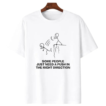 Some People Just Need A Push Funny Sarcastic Quotes Gift T-Shirts Funny Men's T-Shirts, Halloween, Thanksgiving, Christmas Gift, Suitable For Men, Women, Family And Friends, Black Casual Short-Sleeved Crew Neck T-Shirt - View 8