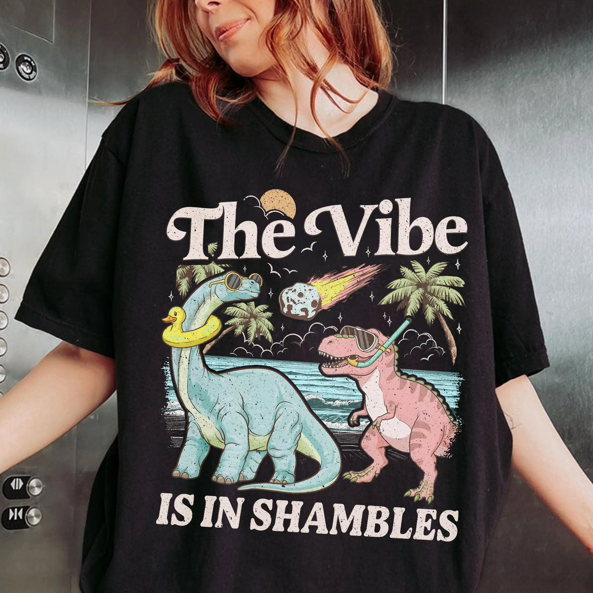 The Vibe Is In Shambles TShirt, Funny Dinosaur Sweatshirt, Cute Mental Health Tee Gift, Gift For Her - View 7