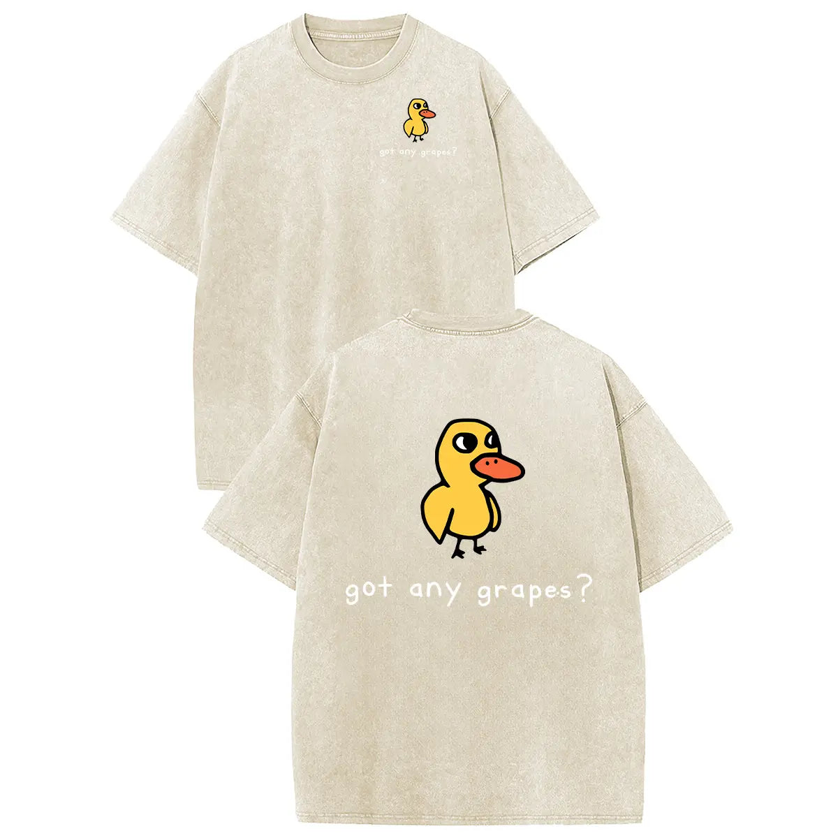 Holafish Women's Retro Vintage Short-Sleeve Cotton T-Shirt - Round Neck, Breathable Heavy Washed Eat Grapes Duck Graphic, Unisex Casual Loose-Fit Streetwear TopBack To School - View 18