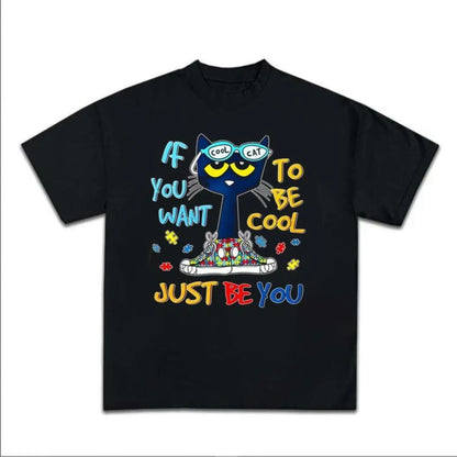 Pete The Cat Graphic Unisex Tee For Men And Women Featuring Cute Cartoon Character Design Perfect Gift For Childhood Memories Crewneck Short Sleeve Top - View 1