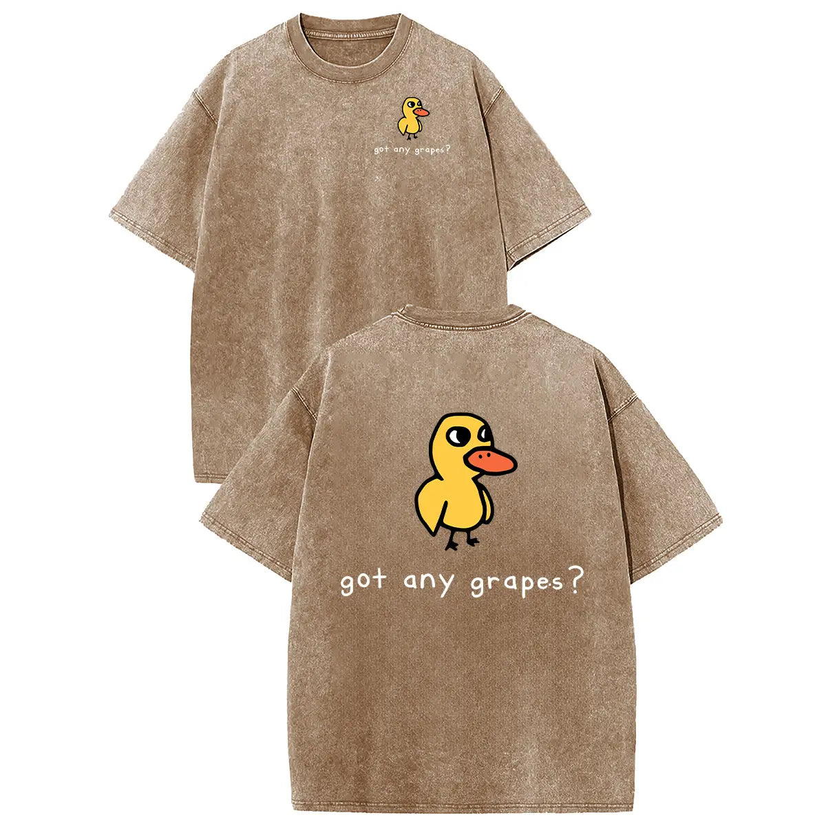 Holafish Women's Retro Vintage Short-Sleeve Cotton T-Shirt - Round Neck, Breathable Heavy Washed Eat Grapes Duck Graphic, Unisex Casual Loose-Fit Streetwear TopBack To School - View 10