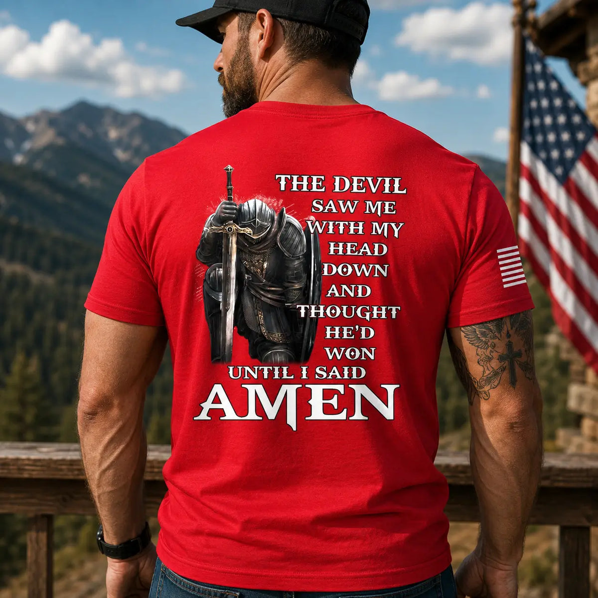 TRENZ SHIRT COMPANY Men's Devil Thought He'd Won Christian Graphic T-Shirt - Casual Short-Sleeve Cotton Crew Neck Tops, Christian Art, Scripture Print, Faith-Based Fashion Streetwear - View 10