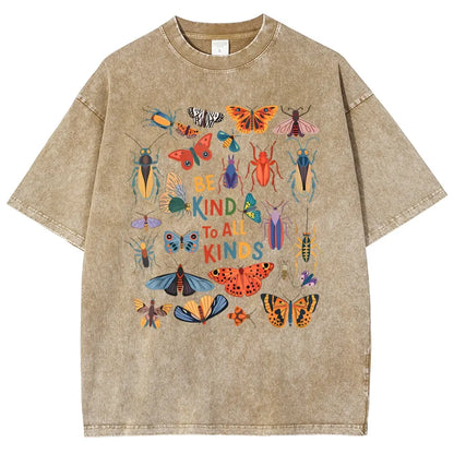 Men's Unisex Vintage 90s "Be Kind To All Kinds Insect Bugs" Graphic Top, Casual Fabric T-Shirt, Oversized Streetwear Vacation Outfit - View 2