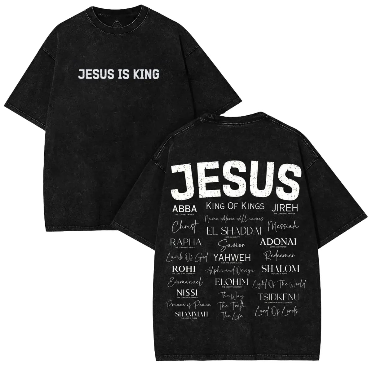 Jesus Is King Christian Graphic T Shirt Acid Wash Oversized Vintage Retro Heavyweight Cotton Tee Names Of God Typography Faithcore Streetwear Y2K Pump Cover Gym Apparel Bible Verse Religion Loose Fit Summer Casual Top Men Women Trendy Fits, Prints, Breath - View 1