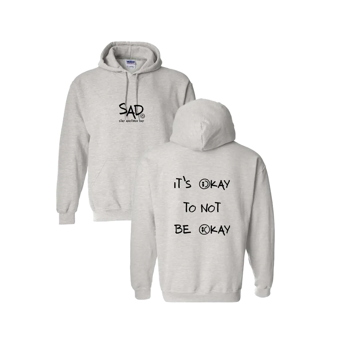Stay Another Day Men's Stylish Text Print Sweatshirt - Soft Fabric Casual Pull-On Top, Crew Neck/Round Neck or Hoodie, SAD Mental Health Awareness Menswear, True Fit Long Sleeve Tops (S Size Available) - View 3