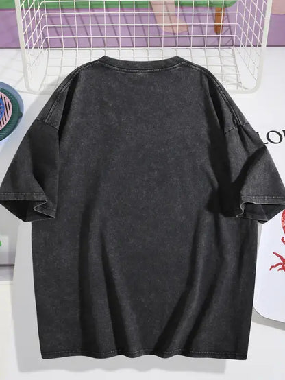 Men's Jujutsu Kaisen Choso Round Neck T-Shirt - Oversized Vintage Distressed 2-Sided Washed Anime Merch, Halloween Streetwear Clothing, Casual Men's Clothing Graphic Top, Tshirt, Graphic Tee - View 3
