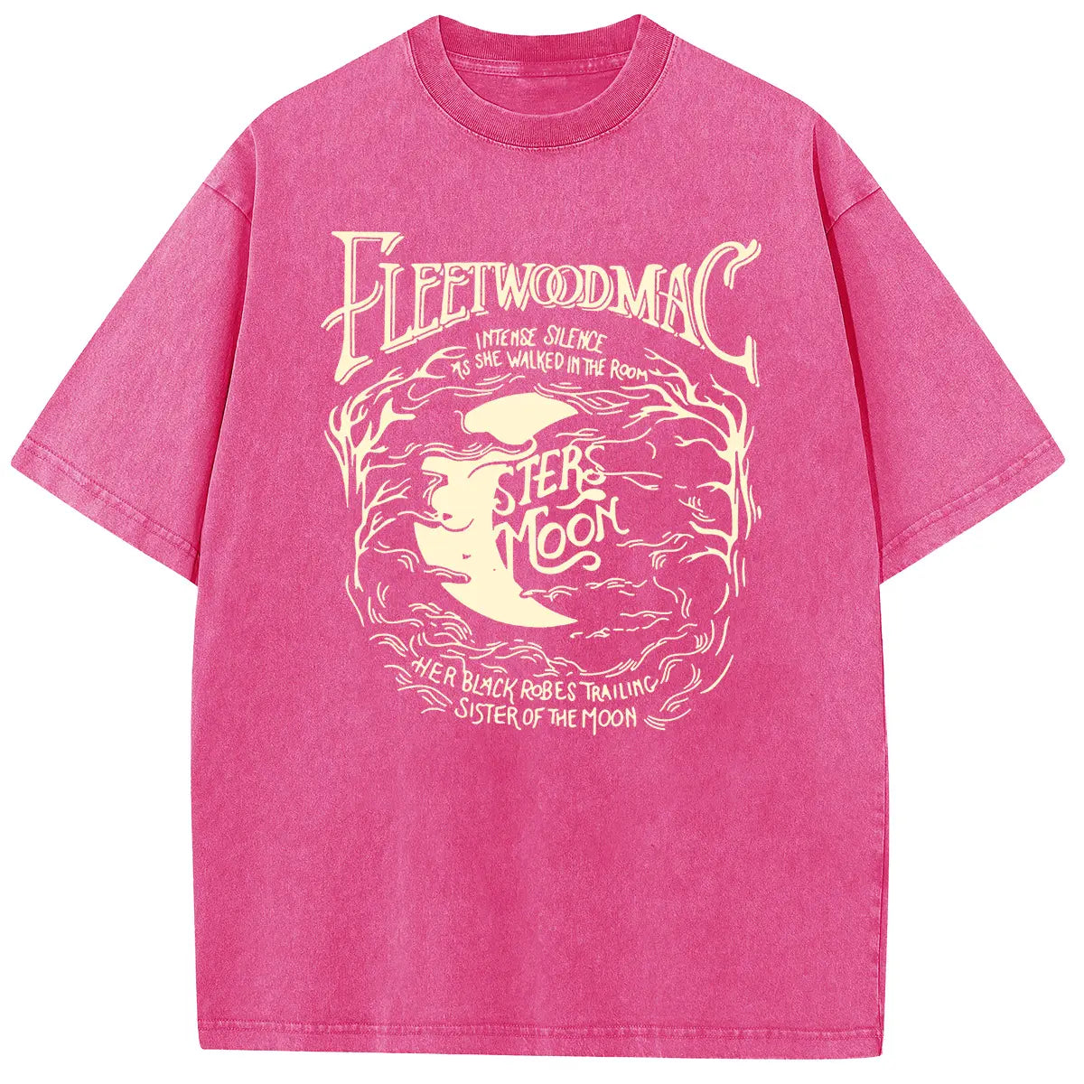 [S-5XL!]Holafish Acid Wash Vintage Moon Pattern T-Shirt Update DTG Pure Cotton Streetwear Graphic Vintage Tees Menswear Womenswear Crewneck Tshirt Summerwear - View 4
