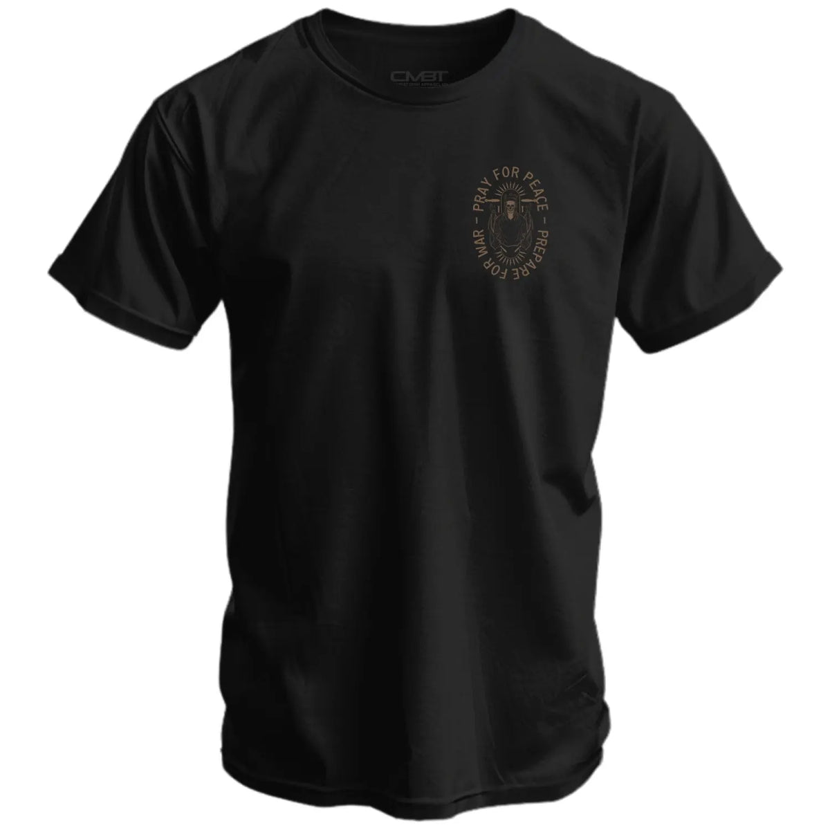 COMBAT IRON Men's Soft Cotton Graphic T-Shirt - Short-Sleeve, Round Neck, Tapered Athletic Menswear Top with "Pray For Peace. Prepare For War." Print, Comfortable Fabric - View 4