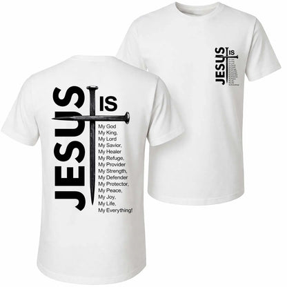Men's Relaxed Fit Graphic T-Shirt, Breathable 100% Cotton Streetwear Cross Print Top with Short Sleeves, Shortsleeve,back to school,back to school shopping, Casual Clothes Fabric - View 2