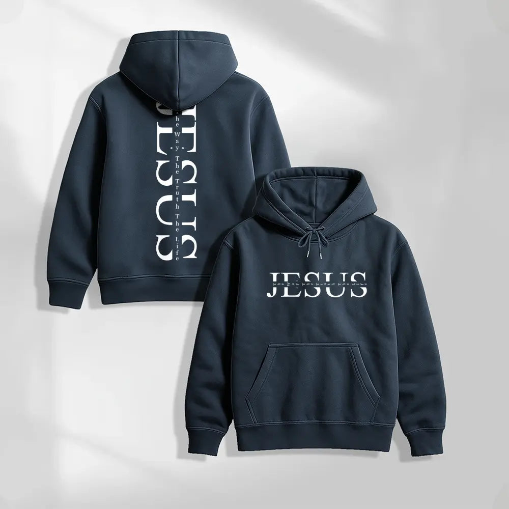 Unisex Jesus Graphic Print Oversized Hoodie Sweatshirt, Casual Long Sleeve Pullover Hooded Top, Loose Fit Religious Faith Inspired American Streetwear Hoodie for Daily Wear, Travel, Outdoor Activities and Fall Winter Fashion - View 11