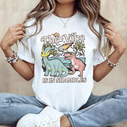 The Vibe Is In Shambles TShirt, Funny Dinosaur Sweatshirt, Cute Mental Health Tee Gift, Gift For Her - View 15