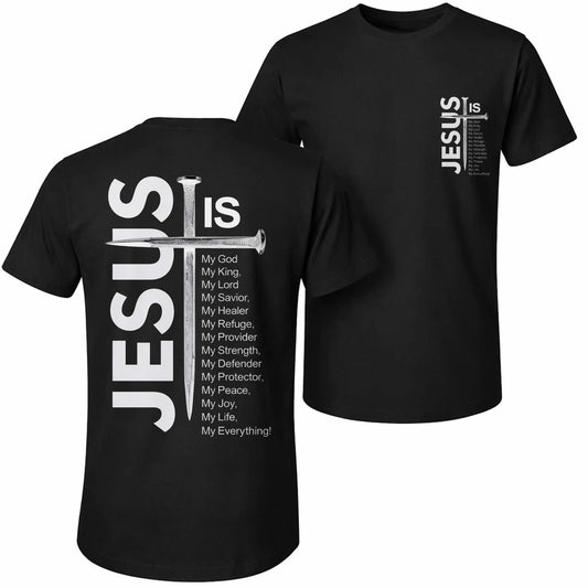 Men's Relaxed Fit Graphic T-Shirt, Breathable 100% Cotton Streetwear Cross Print Top with Short Sleeves, Shortsleeve,back to school,back to school shopping, Casual Clothes Fabric - View 1