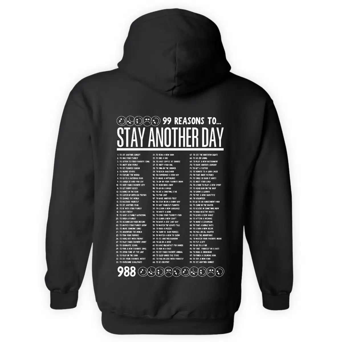 Stay Another Day Unisex Casual Cozy Sweatshirt - 99 Reasons Graphic Print Mental Health Awareness Pullover, Long Sleeve Crewneck, Unisex Fit for Easy Styling, Plus Size Clothes (SM-5X), Classic Menswear, Hoodie Styles - View 3