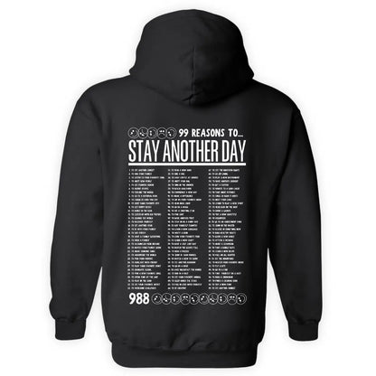 Stay Another Day Unisex Casual Cozy Sweatshirt - 99 Reasons Graphic Print Mental Health Awareness Pullover, Long Sleeve Crewneck, Unisex Fit for Easy Styling, Plus Size Clothes (SM-5X), Classic Menswear, Hoodie Styles - View 3