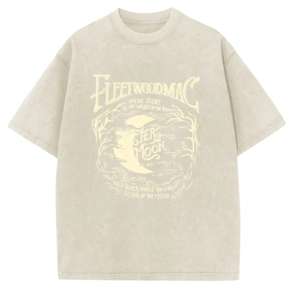 [S-5XL!]Holafish Acid Wash Vintage Moon Pattern T-Shirt Update DTG Pure Cotton Streetwear Graphic Vintage Tees Menswear Womenswear Crewneck Tshirt Summerwear - View 18