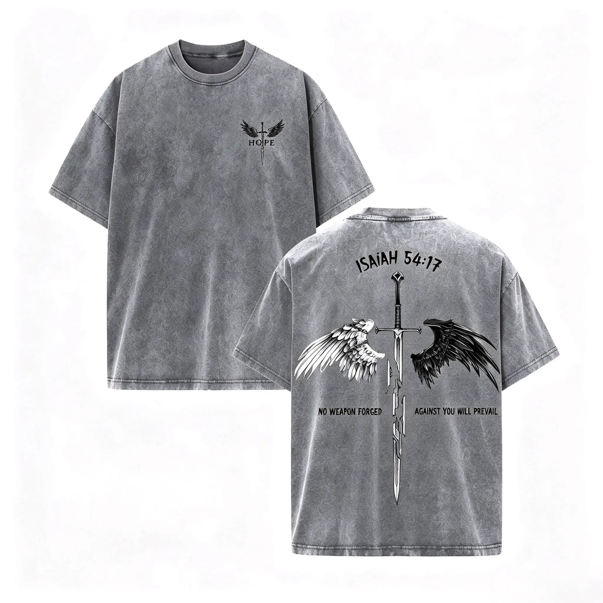 Men's Pure Cotton Christian Clothing - Faith Print, Bible Verse, Angel Wings Faith Message, Short-Sleeve T-Shirt, Casual Classic Cut, Free Arm Movement, Chinese New Year Theme - View 6