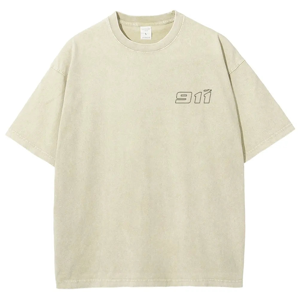 Men's 911 GT3 Racing Good Graphic Tees - Super Soft Washed Cotton Fashion Streetwear Round Neck Casual Top, Boyfriend Birthday Gift, Cool Guys Gifts, Gifts For Boyfriend, Cool Gifts For Guys - View 2