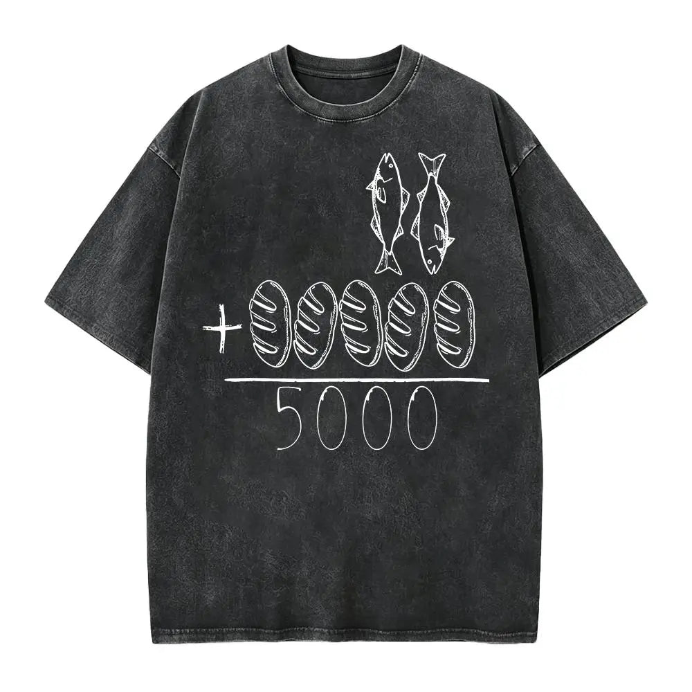 2 Fishes 5 Breads Jesus Feeds The 5000 Christian Bible Verses T-Shirt Knit Classic - View 7
