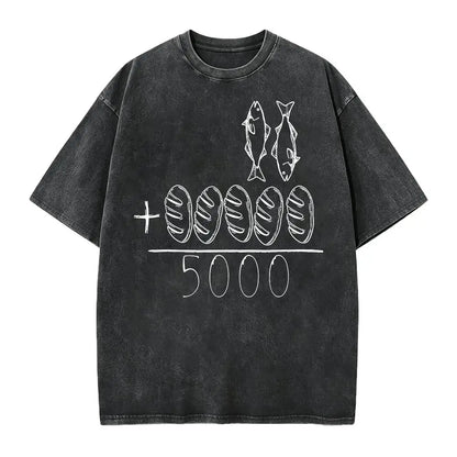 2 Fishes 5 Breads Jesus Feeds The 5000 Christian Bible Verses T-Shirt Knit Classic - View 7