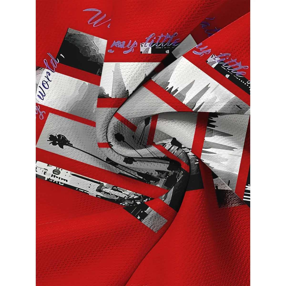 Men's Stylish Red Cotton Print T-Shirt - Stretch Shortsleeve Crew Neck, Comfort Fit Menswear, Casual Streetwear with Palm Tree & "In Your Big World" Design, Smooth Texture Everyday Tee #Summervibes - View 5