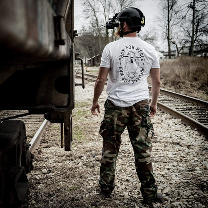 COMBAT IRON Men's Soft Cotton Graphic T-Shirt - Short-Sleeve, Round Neck, Tapered Athletic Menswear Top with "Pray For Peace. Prepare For War." Print, Comfortable Fabric - View 7