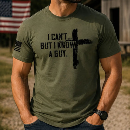 TRENZ SHIRT COMPANY Men's Christian Cotton-Polyester Short-Sleeve Tshirt - "I Can't But I Know A Guy" Cross Biblical Print, Faith-Based Fashion, Bible Verse Graphic Casual Top, Christian Clothing, Men's Graphic Tees - View 10