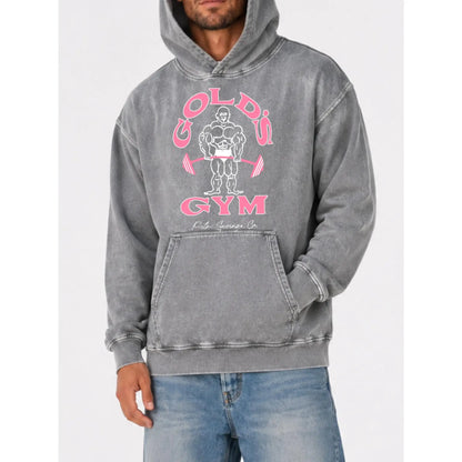 Holafish GYM Print Acid Wash Hoodie 2 Patterns To Choose Minimalist Hoodie Essential For Fitness Enthusiasts Vintage 2026 Unisex Sweatshirt Oversized Loose Fit Winter Warm Streetwear Casual Tunic graphic - View 7