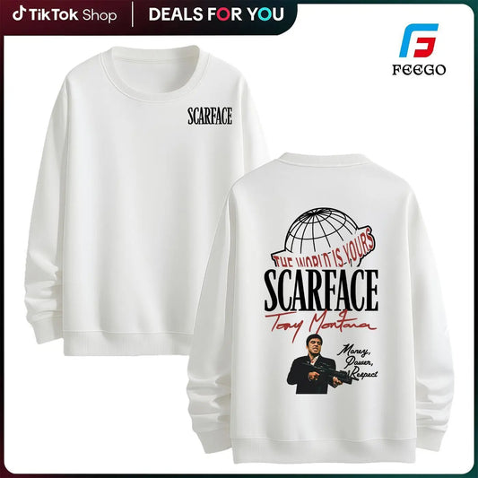 FEEGO Scarface Men's 2-Sided Graphic Tee - 100% Pure Cotton Shortsleeve Round Neck Top, The World is Yours Tony Montana Design, Men's Clothing for Movie Fans, Good Graphic Tees Streetwear Casual Gift for Him Menswear Tshirt - View 2