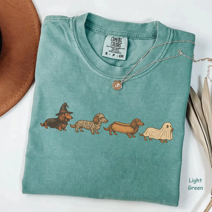 Comfort Colors Halloween Wiener Dog T-shirt Funny Dachshund Costume Tee Retro Fall Graphic T-shirt Cute Dog Lover Gift Unisex Halloween Gift Idea, Cotton Fabric - View 3