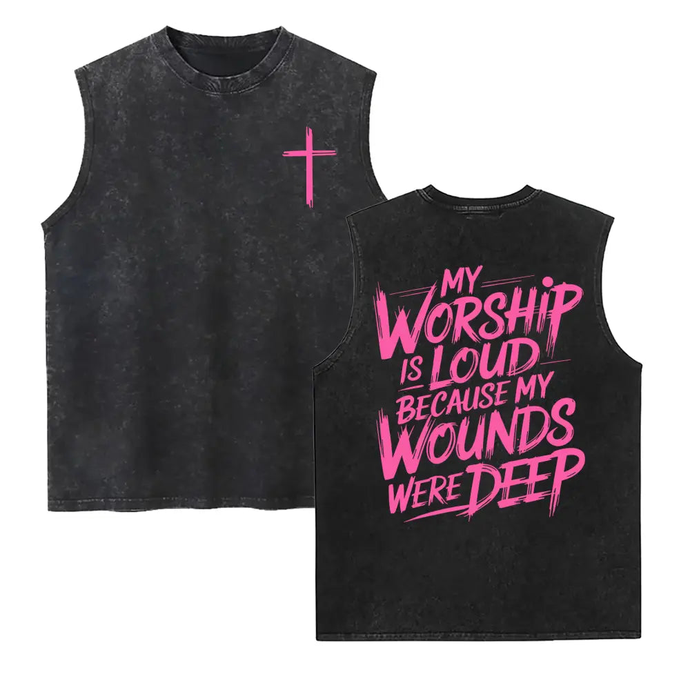 My Worship Is Loud Because My Wounds Were Deep Unisex Washed Christian Shirt, Christian Scripture T-Shirt, Vintage Retro Washed Shirt Double Sided Printed - View 25