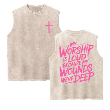 My Worship Is Loud Because My Wounds Were Deep Unisex Washed Christian Shirt, Christian Scripture T-Shirt, Vintage Retro Washed Shirt Double Sided Printed - View 22