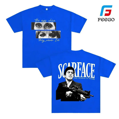 Scarface Graphic Tee For Men Stylish Black Short Sleeve Crew Neck Summer T-Shirt Vintage Gangster Style Graphic Tee For Men Stylish Black Short Sleeve Crew Neck Summer T-Shirt 100% Cotton Movie Inspired Streetwear Top Casual Graphic Top Crewneck - View 15