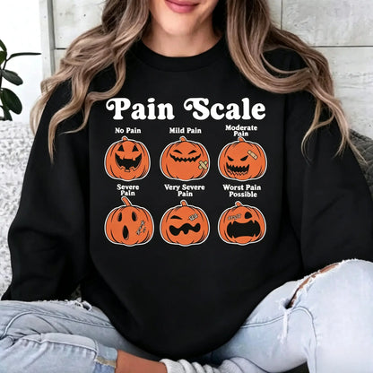 Halloween Nurse Sweatshirt, Pain Scale Fall Pumpkin Nurse T-Shirt, RN Shirt, Pediatric Nurse Gifts, Registered Nurse Hoodie, Nursing Tee - View 3