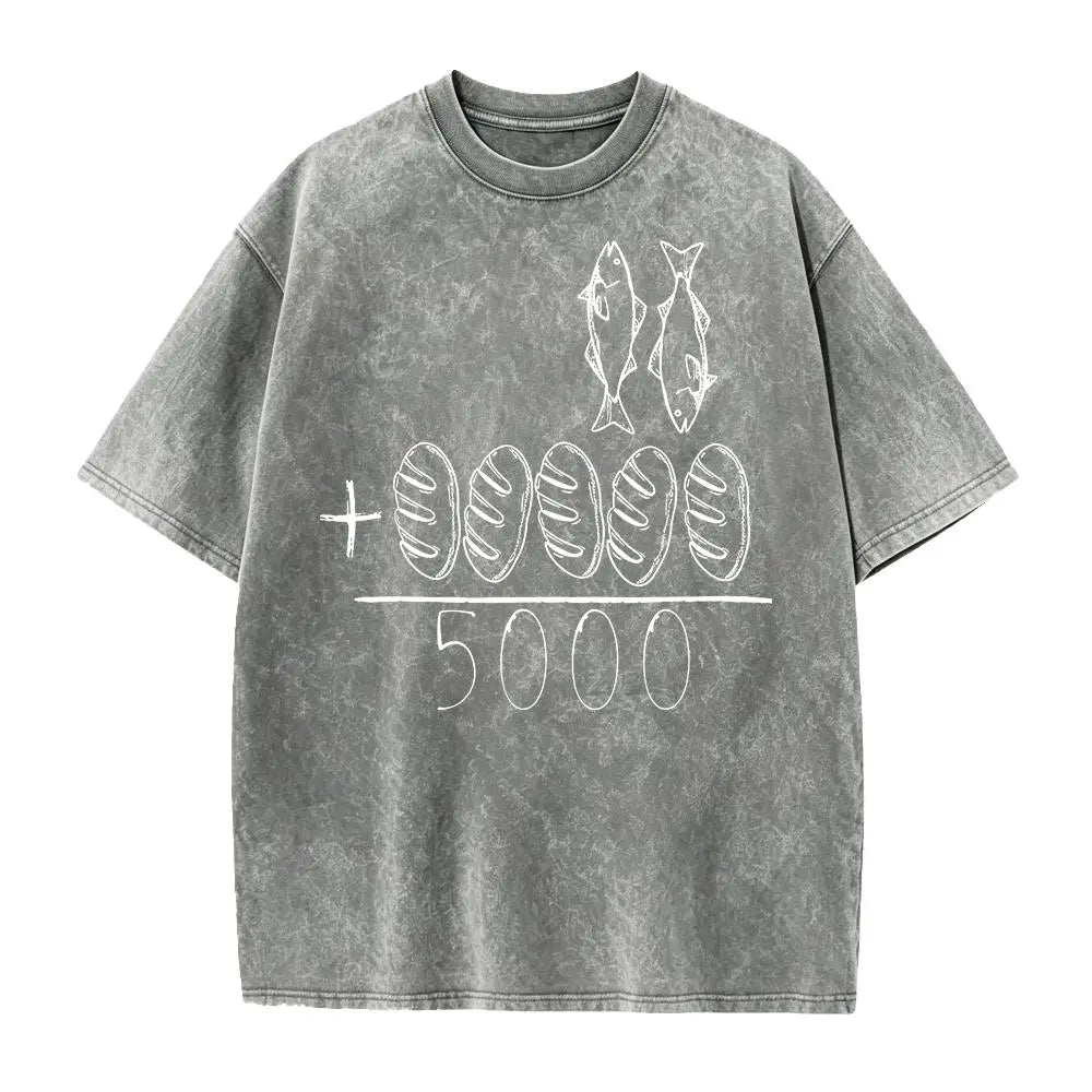 2 Fishes 5 Breads Jesus Feeds The 5000 Christian Bible Verses T-Shirt Knit Classic - View 9