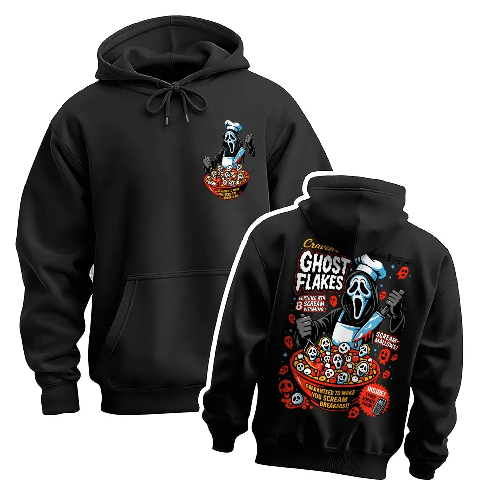 Men’s Vintage Halloween Ghost Graphic Hoodie, Funny Horror Front and Back Print Pullover Sweatshirt, Oversized Spooky Streetwear Hoodie for Halloween Party, Fall and Casual Daily Wear - View 1