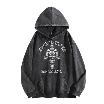 Holafish GYM Print Acid Wash Hoodie 2 Patterns To Choose Minimalist Hoodie Essential For Fitness Enthusiasts Vintage 2026 Unisex Sweatshirt Oversized Loose Fit Winter Warm Streetwear Casual Tunic graphic - View 16