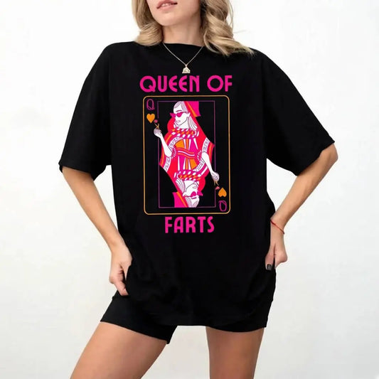 "Queen Of Farts T Shirt, Funny Joke Tee, Inappropriate Fart Shirt, Prank Gift For Her, Embarrassing Humor Shirt, Unisex Short Sleeve Tee " - View 1