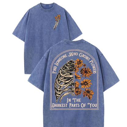 Men's Shortleeve Sunflower Graphic T-Shirt - 230g 100% Soft Washed Cotton, Round Neck, Digital Print, Vivid Color Hold, Casual All-Season Men's Clothing, Graphic Tops - View 3