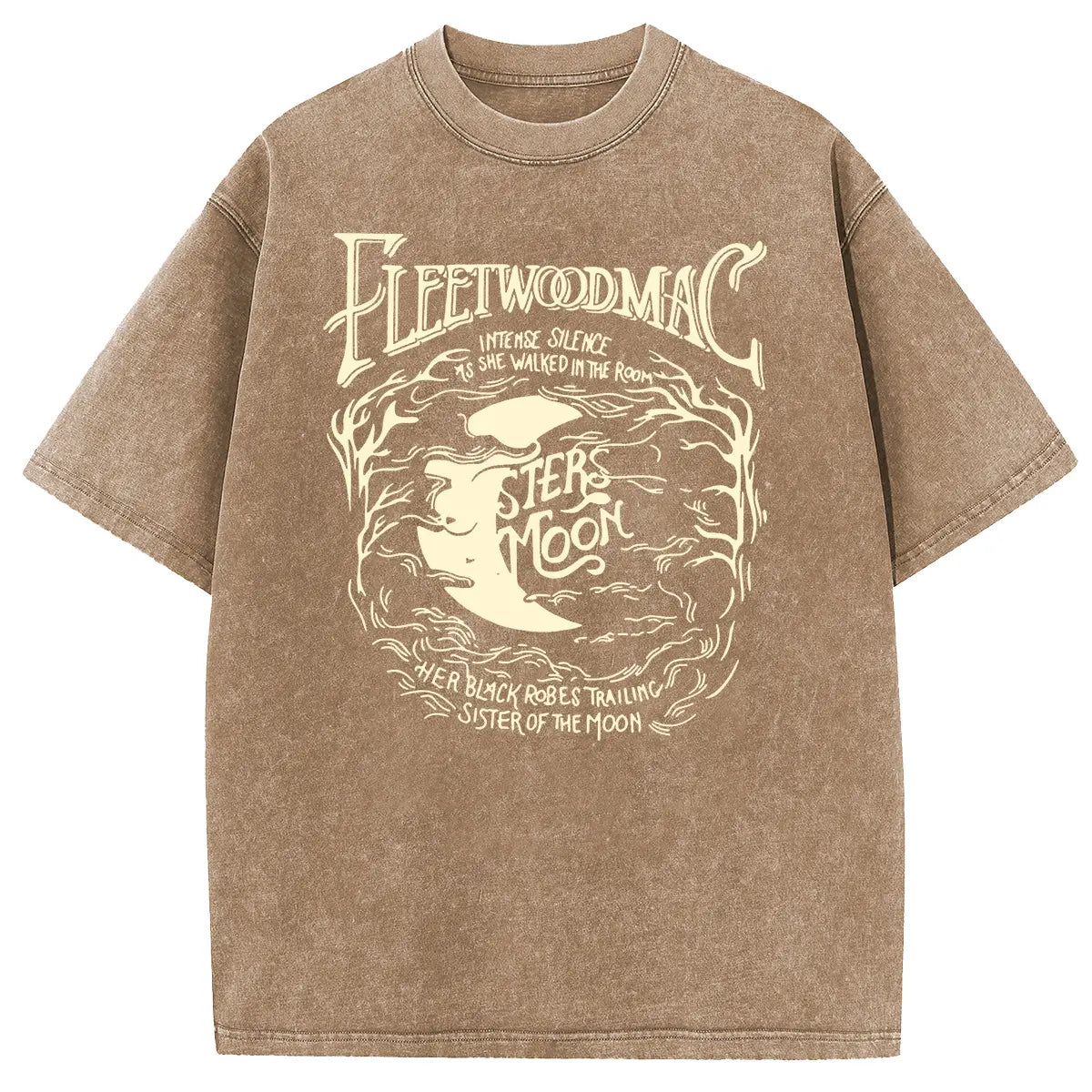 [S-5XL!]Holafish Acid Wash Vintage Moon Pattern T-Shirt Update DTG Pure Cotton Streetwear Graphic Vintage Tees Menswear Womenswear Crewneck Tshirt Summerwear - View 5