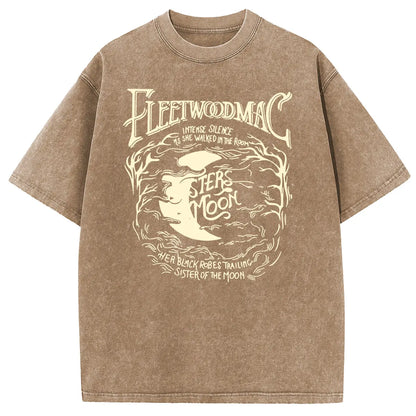 [S-5XL!]Holafish Acid Wash Vintage Moon Pattern T-Shirt Update DTG Pure Cotton Streetwear Graphic Vintage Tees Menswear Womenswear Crewneck Tshirt Summerwear - View 5