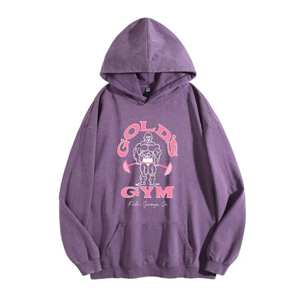 Holafish GYM Print Acid Wash Hoodie 2 Patterns To Choose Minimalist Hoodie Essential For Fitness Enthusiasts Vintage 2026 Unisex Sweatshirt Oversized Loose Fit Winter Warm Streetwear Casual Tunic graphic - View 15