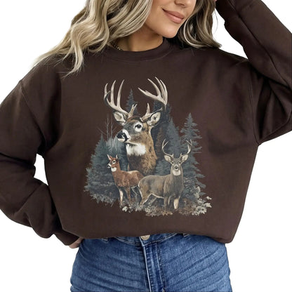Women's Retro Deer Graphic Crewneck Sweatshirt Pullover Womenswear Unisex Cotton - View 4