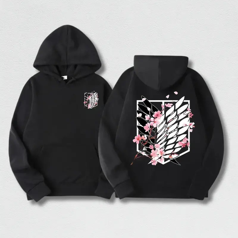 Men's Attack on Titan Graphic Hoodie - Menswear Streetwear Clothing, Harajuku Anime Pullover, Cool Dacron Clothes for Party & Halloween Outfits, S Size Tops, Casual Fashion Apparel, T-Shirt - View 1