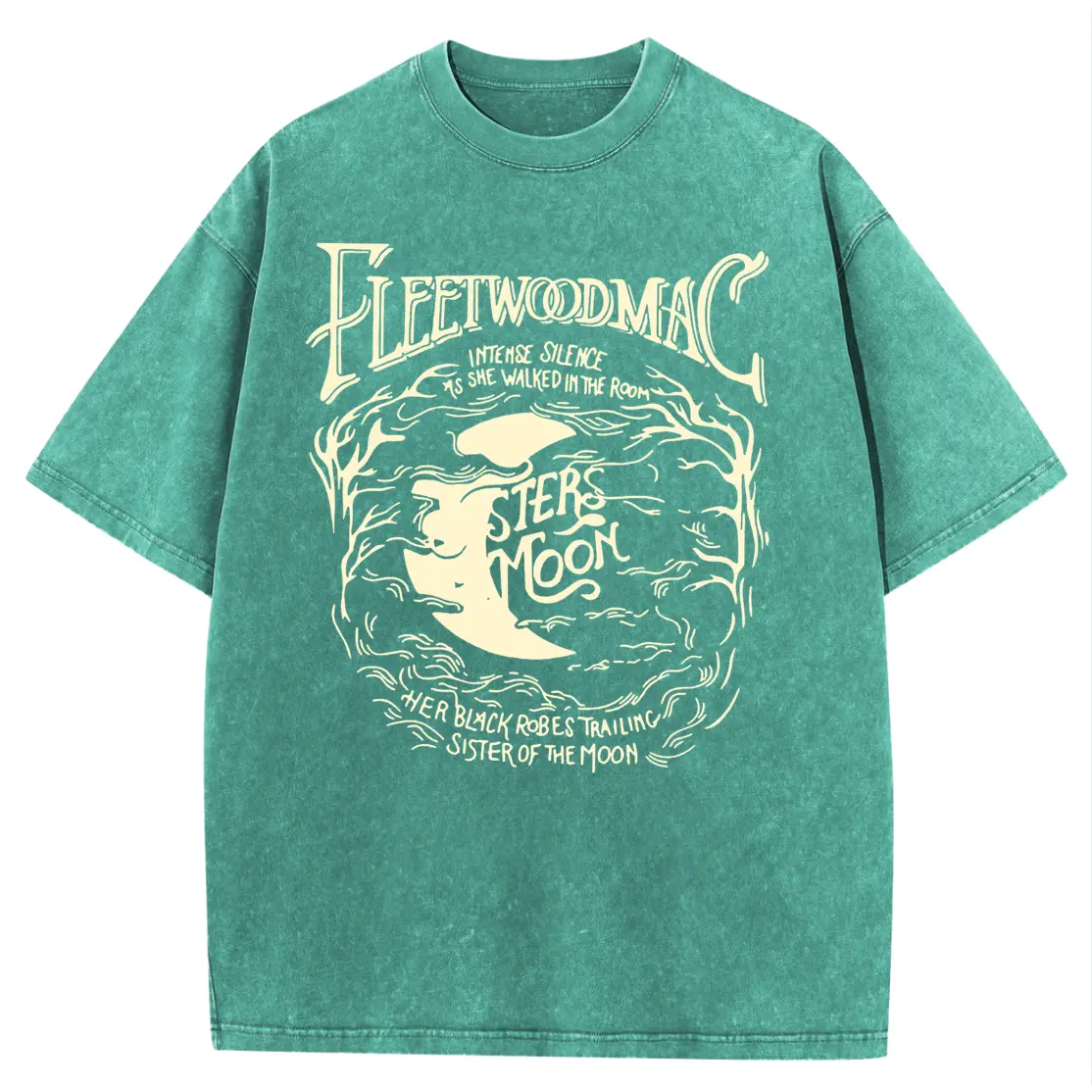 [S-5XL!]Holafish Acid Wash Vintage Moon Pattern T-Shirt Update DTG Pure Cotton Streetwear Graphic Vintage Tees Menswear Womenswear Crewneck Tshirt Summerwear - View 10