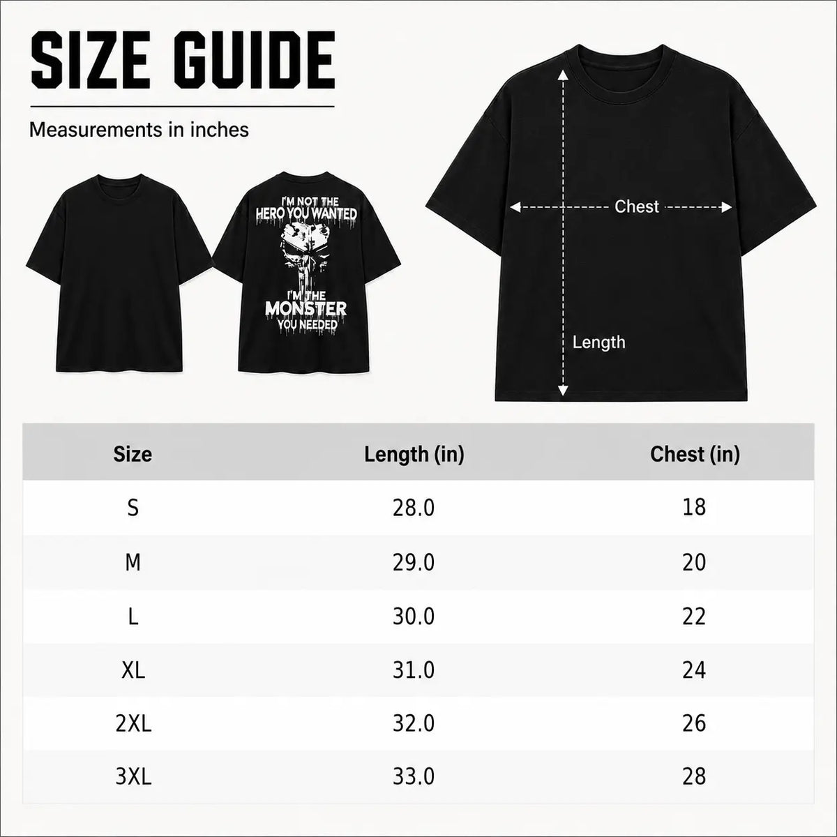 I'm Not The Hero You Wanted I'm The Monster You Needed Skull Print Men's T-Shirt,Regular,Grunge - View 8