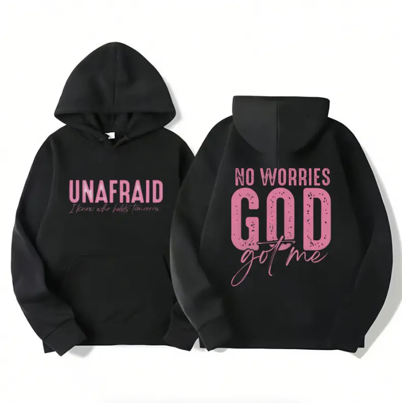 Uplifting and Spiritual Tee: "Unafraid" and "No Worries" Statements for a Confident Faith - filled Look Clothes Cotton - View 6