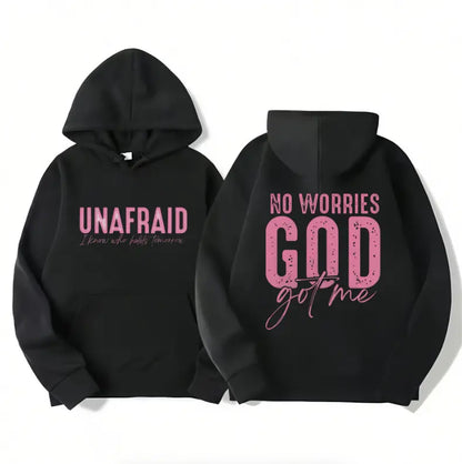 Uplifting and Spiritual Tee: "Unafraid" and "No Worries" Statements for a Confident Faith - filled Look Clothes Cotton - View 6