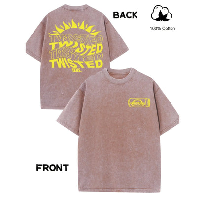 Vintage-Inspired Twisted Tea Cotton Short-Sleeve Tshirt - ,Double-Sided Print, Drop Shoulder Sleeves, 230g Thick High-Quality Fabric, Round Neck, Casual Streetwear Top - View 13